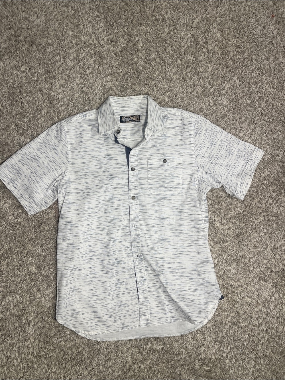 First Wave Men's Short-Sleeve Heathered Button-Down Shirt - Light Blue